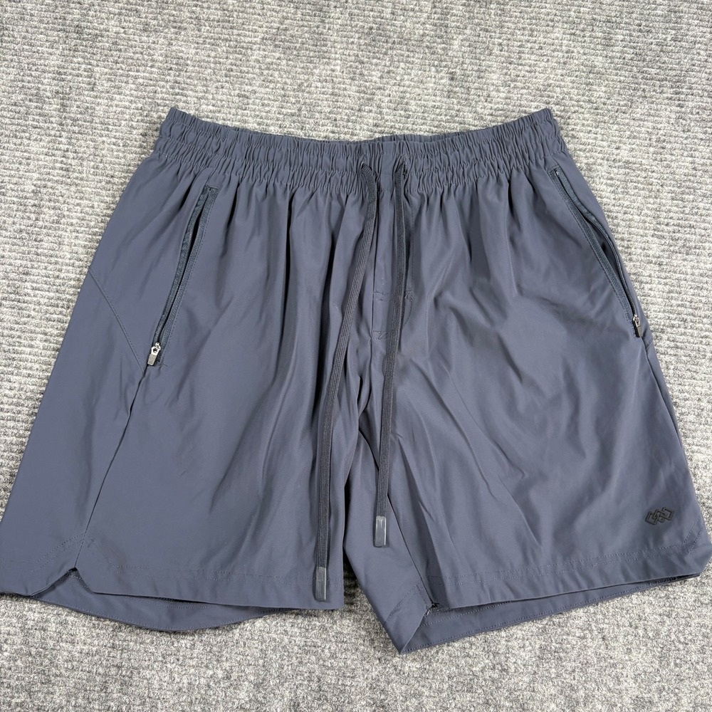 LEG3ND Mens Athletic Performance Shorts Gray Size Large Zipper Pockets Gym